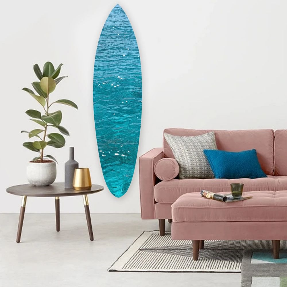 18″ x 1″ x 76″ Wood, Blue, Ocean Surfboard Wall Art