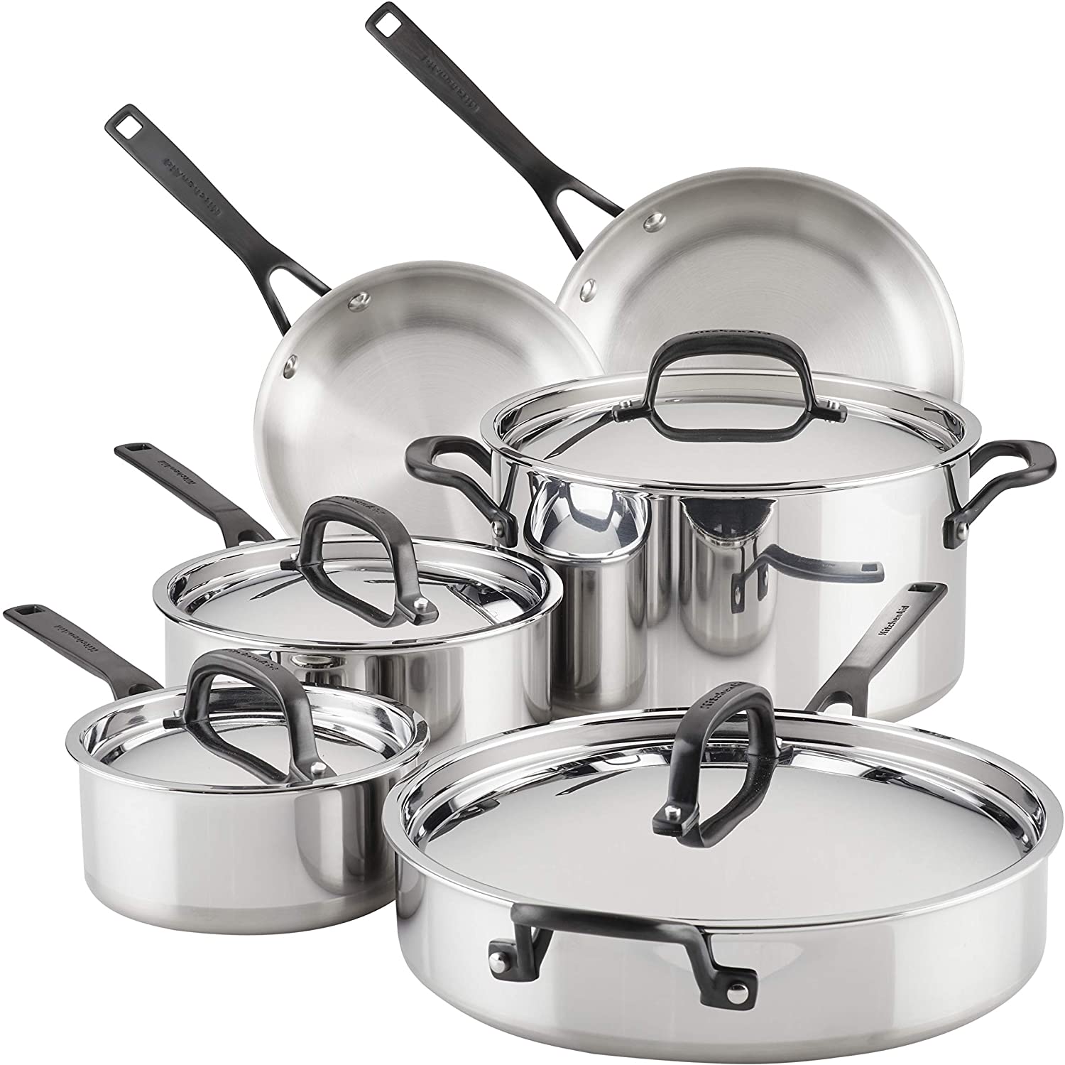 Stainless Steel Cookware Pots and Pans Set, 10 Piece